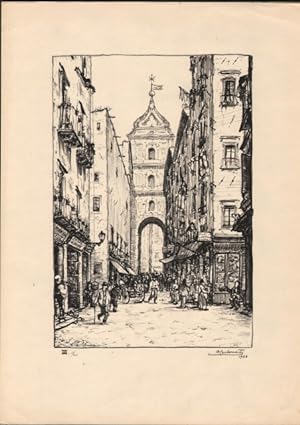 NAPOLI. Strada S. Gregorio Armeno. Bella litografia, anno 1924.