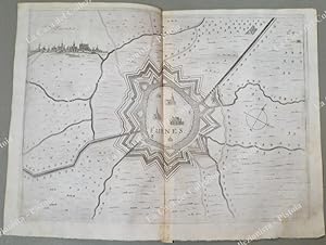 BELGIO. FURNES. Pianta topografica della cittÃ di "Furnes". Acquaforte anno 1683