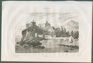 MONACO, bella veduta generale. Da Italie Pittoresque anno 1836.