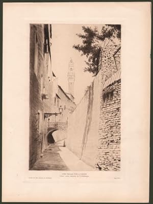 SIENA. Une vieille rue a Sienne. Puntasecca originale di V. Lochelongue di mm 140x222 (ai margini...