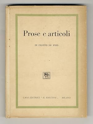 Prose e articoli, di Filippo De Pisis.