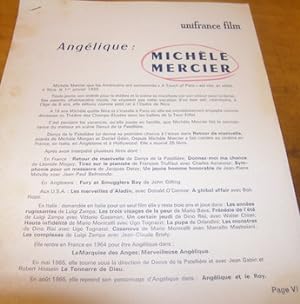 Publicity material for Angelique, featuring Michele Mercier.