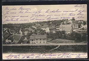 Carte postale Dampierre-les-Bois, vue générale et la ligne de Delle