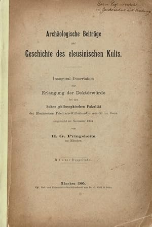 Archäologische beiträge zur geschichte des Eleusinischen kults