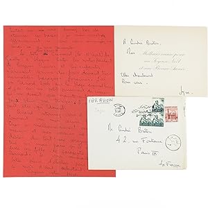 Lettre autographe et carte signées à André Breton