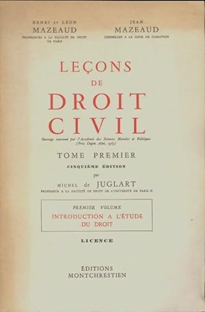 Le?ons de droit civil tome I - Henri Mazeaud