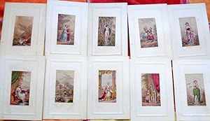 Set of 10. "Fancy Subjects" miniature pictures.