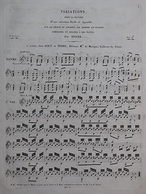 SOYER Variations Robert le Diable Guitare ca1840