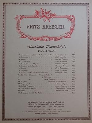 KREISLER Fritz Schön Rosmarin Violon Piano 1910