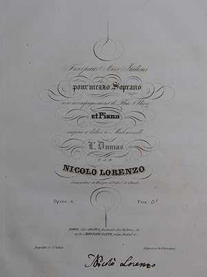 LORENZO Nicolo La Costanza Arietta Dédicace Chant Piano Flûte ca1840