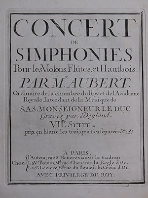 AUBERT Jacques Concert de Simphonies Suite No 7 Basse continue ca1730
