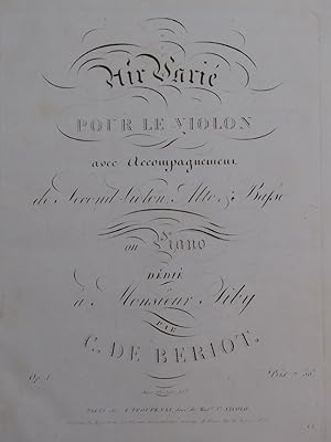 DE BÉRIOT Charles Air Varié op 1 Violon Piano ca1830