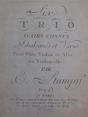 STUMPFF Johann Christian Six Trio d'Airs Connus Violon ca1785