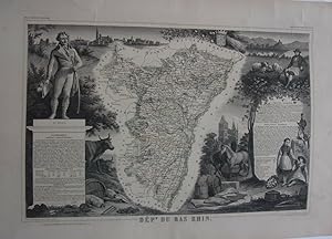 Carte de levasseur vers 1850 departement du bas rhin