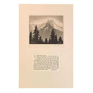Yosemite Half Dome Etching Ca. 1938 With John Muir Quotation