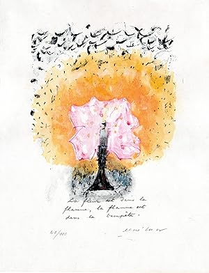 Lithographie signée - La Fleur est dans la flamme