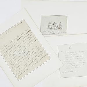 Trois documents originaux - dessin, lettre et poème