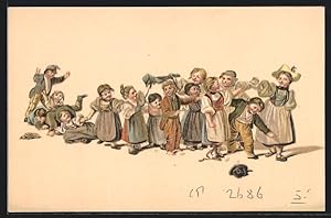 Ansichtskarte Gottfried Mind, Gruppe Kinder beim Spielen, Pro Juventute
