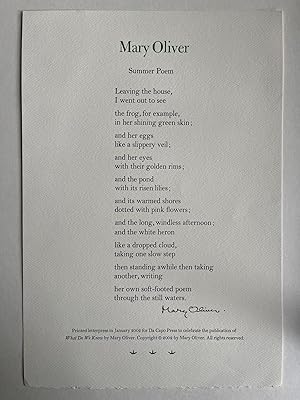 Summer Poem (signed broadside)