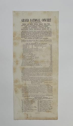 [Broadside Advertisement] [Lottery] [Caption Title] GRAND NATIONAL CONCERT FOR THE BENEFIT OF THE...