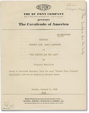 The Cavalcade of America: The Justice and the Lady (Original script for the 1947 radio broadcast)