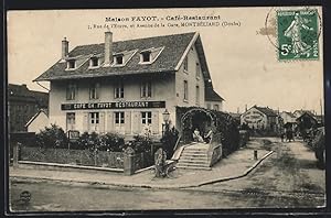 Carte postale Montbéliard, Maison Fayot, Cafe-Restaurant, Rue de l`Etuve et Avenue de la Gare