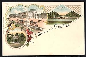 Lithographie Versailles, Chateau, Temple de l`Amour, Bassin d`Appollon