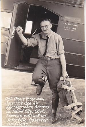 Black and White Photographic Postcard of Capt. Albert W. Stevens, Balloonist and U. S. Army Officer