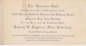 Invitation - The Hanover Club Request the honor of your presence at its Club House . To Meet Jose...