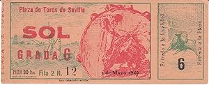 1949 Unused Bullfighting Ticket from the Plaza de Toros de Sevilla