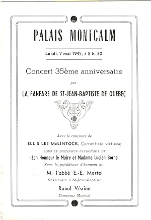 Concert 35e anniversaire La fanfare de Saint-Jean-Baptiste de Québec. Ellis Lee McLintock