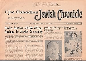 The Canadian Jewish Chronicle Montreal 2 issues