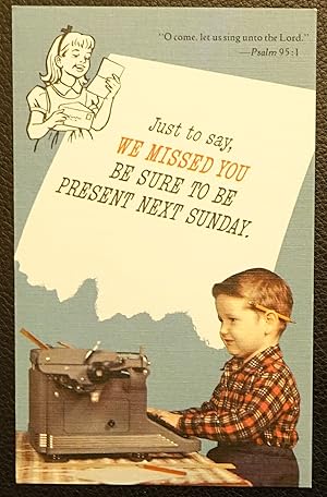 Vintage Sunday School Postcard - Just to Say, We Missed You