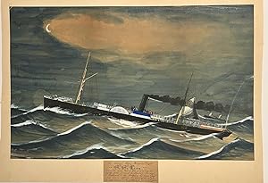 Antique drawing, maritime | The S.S. Lion during the gale of October 1881, dated 1881, 1 p.