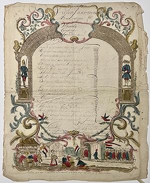 Wishcard, handcolored etching | Decorative card with new year's wishes, published ca. 1780, 1 p.