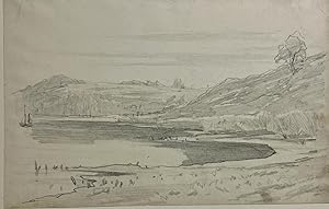 Antique drawing | Northern landscape by a lake / Een fjord in Noorwegen door Willem Maris, ca. 18...