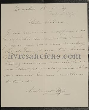 Lettre autographe signée de la duchesse d'Uzès