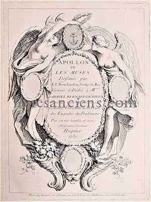 Apollon et Les Muses, dessinés par Ed. Bouchardon, sculp. du Roi. Gravés et dédiés à Mre. Gabriel...
