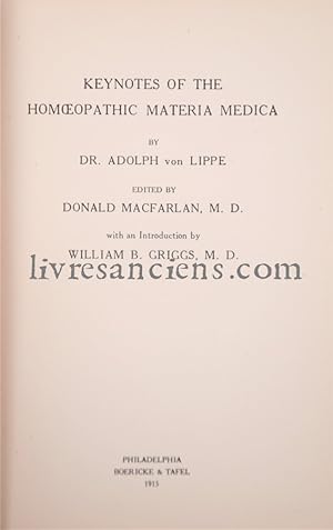Keynotes of the Homoeopathic Materia medica