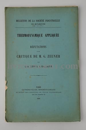 Thermodynamique appliquée - Réfutations critique de M.G. Zeuner