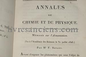 Mémoire sur l'Aimantation (publié dans Annales de Chimie et de Physique - Tome XXXIV)