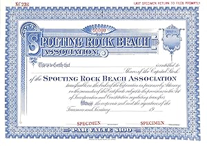Spouting Rock Beach Association Member Last Specimen Stock Certificate