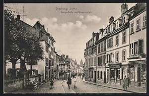 Carte postale Saarburg i.L., Langestrasse et fontaineplatz