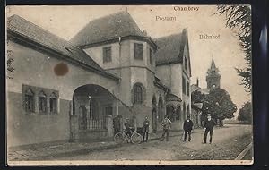 Carte postale Chambrey, Postamt et La Gare