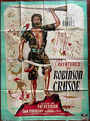 Affiche originale cinéma LES AVENTURES DE ROBINSON CRUSOE Dan O'Herlihy LUIS BUNUEL 120x160cm