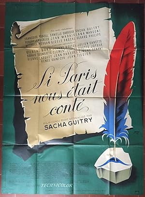 Affiche originale cinéma SI PARIS NOUS ETAIT CONTE Gérard Philipe SACHA GUITRY Darrieux 120x160cm
