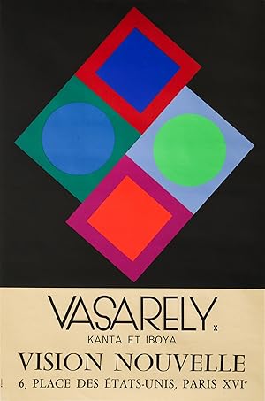 1960s French Exhibition poster - Vasarely, Kanta et Iboya, Vision Nouvelle