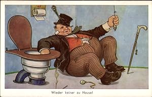 Ansichtskarte / Postkarte Wieder keiner zu Hause, Betrunkener in der Toilette, Toilettenhumor, Ge...