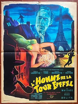 Affiche L'HOMME DE LA TOUR EIFFEL Man on the Eiffel Tower CHARLES LAUGHTON 60x80