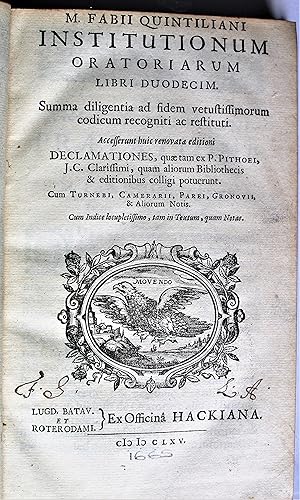 M. Fabii Quintiliani Institutionum Oratoriarum Libri Duodecim. Summa diligentia ad fidem vetustis...